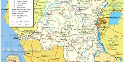 Kart over den demokratiske republikken kongo